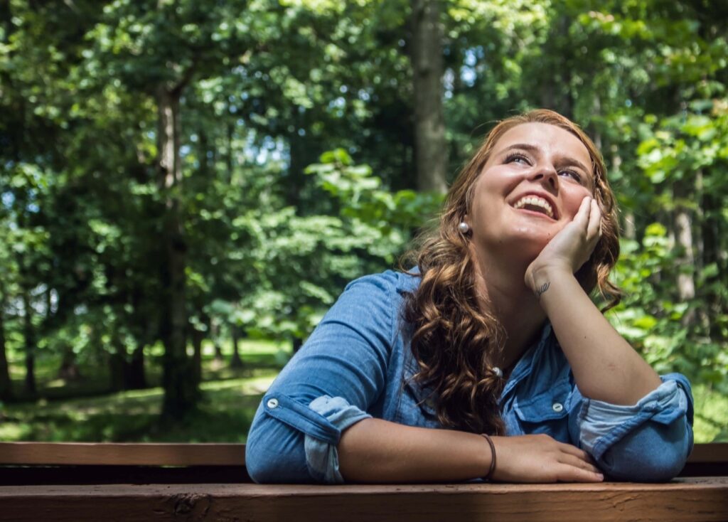 a person smiling on the table